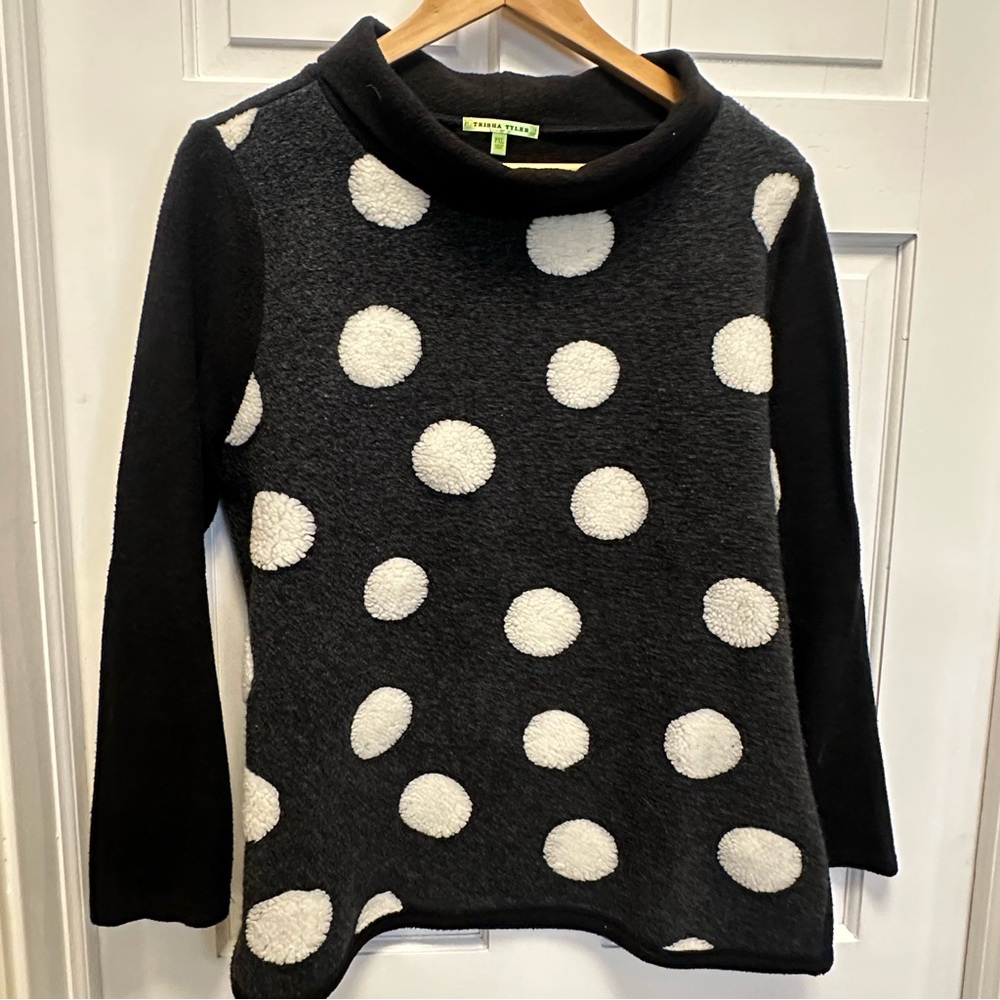 Trisha Tyler PXL Black‎ and White Polka Dot Turtleneck Sweater